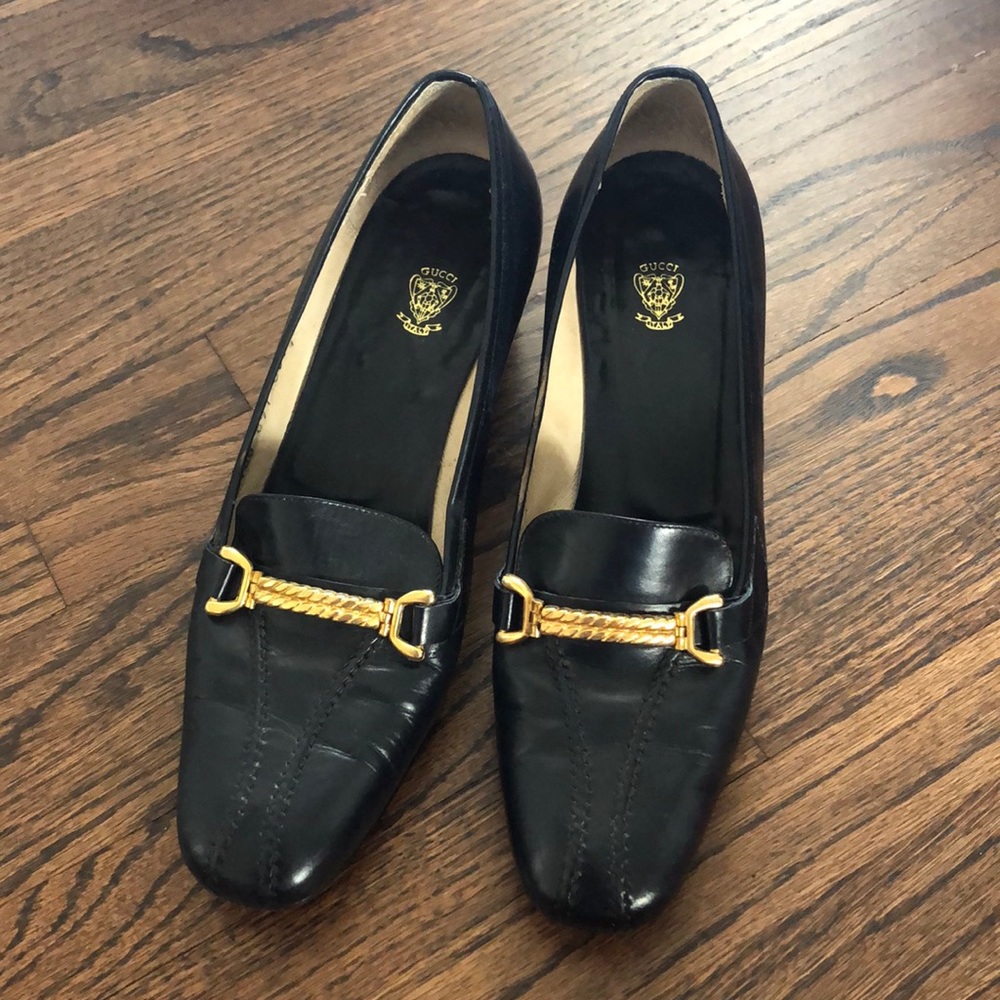 Gucci Vintage Women's Loafers Navy Horsebit 38 AA
